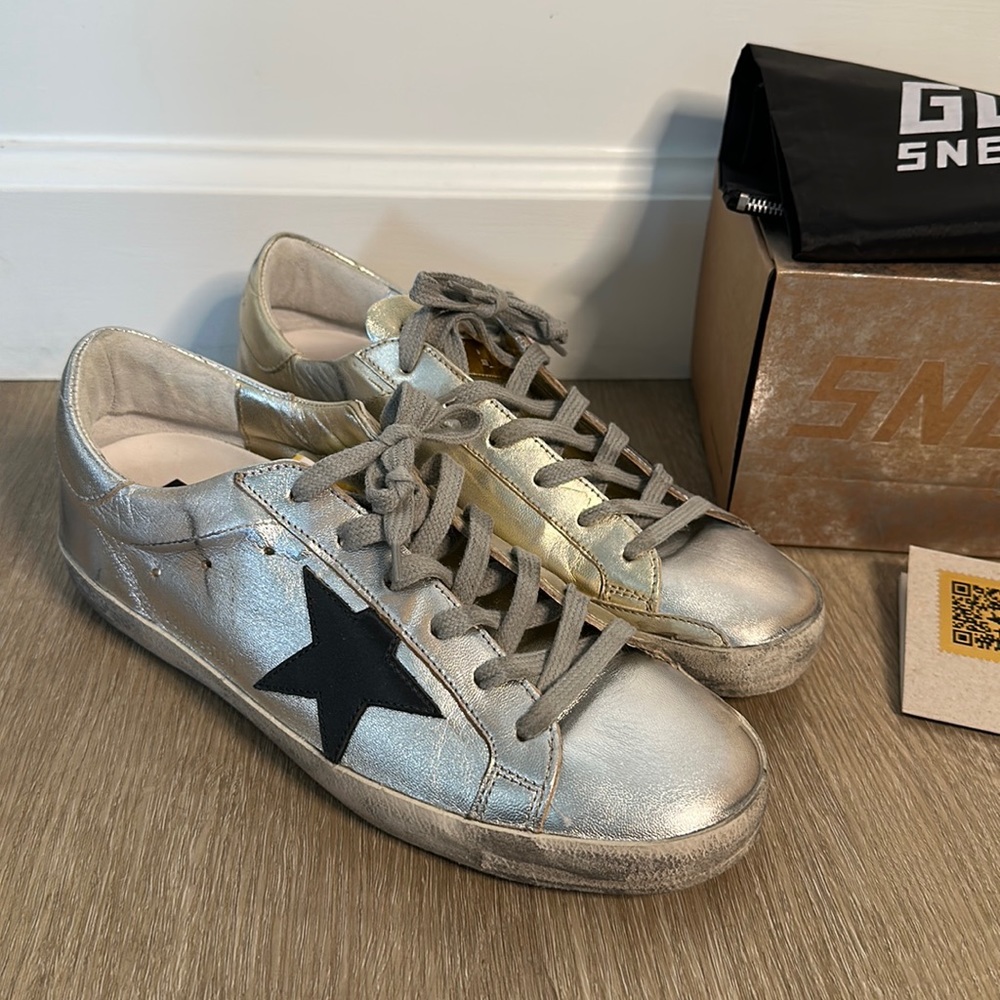 Golden Goose Superstar NIB Pale Gold & Silver Metallic sz 39